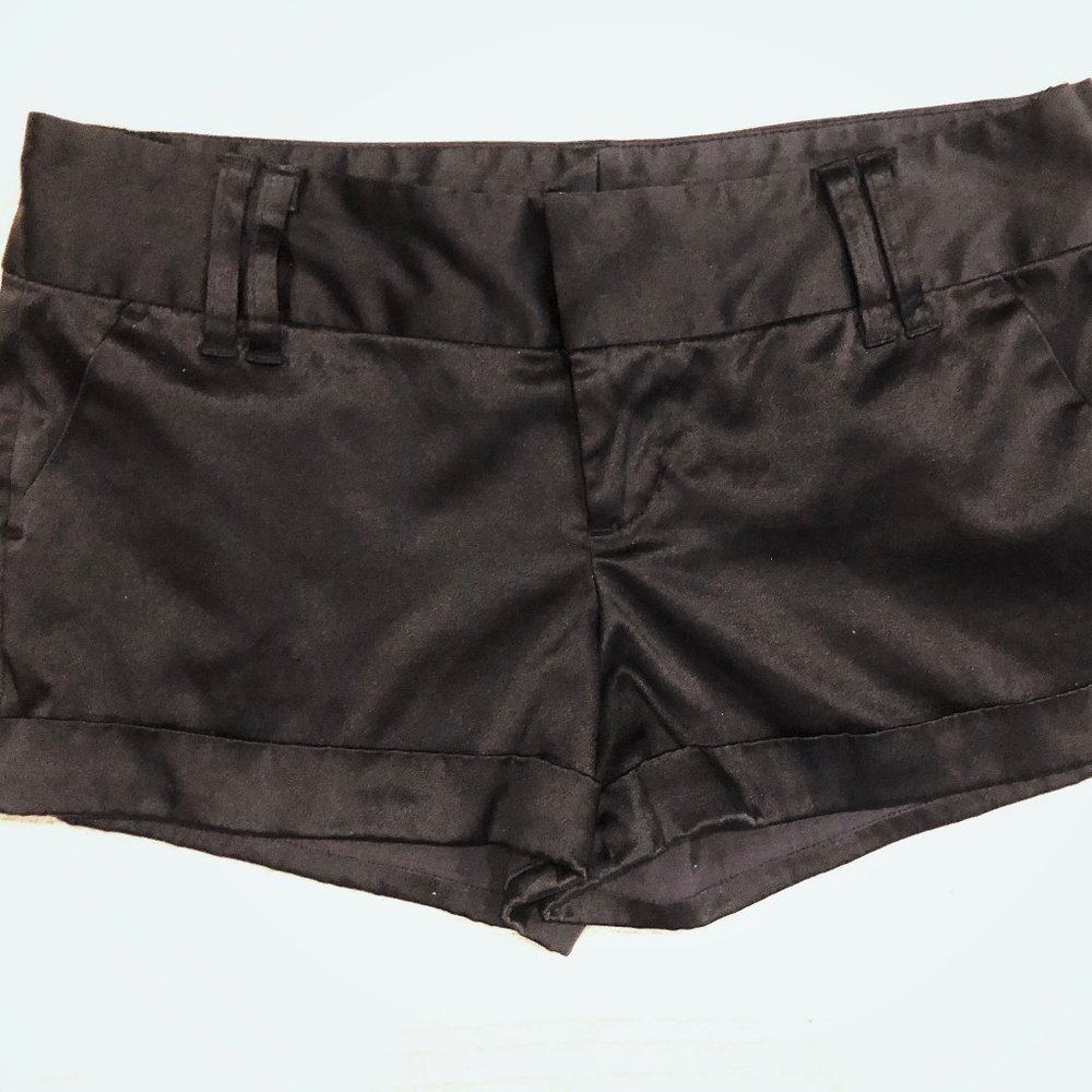 Mini Black Satin Shorts